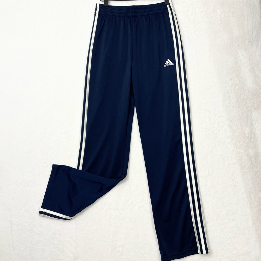 Adidas Boys Girls Unisex Youth Size Large 14/16 Navy 3 White Stripes Sweatpants